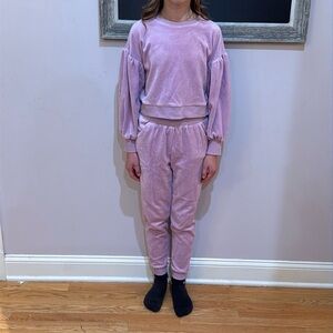 Janie and Jack girls size 12 velour joggers set